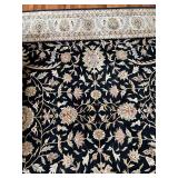 Large Floral Patterned Area Rug with Black Background
