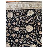 Large Floral Patterned Area Rug with Black Background