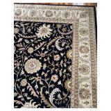 Large Floral Patterned Area Rug with Black Background