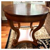 Round Mahogany Side Table by Milling Road / Baker Furniture with Curved Legs