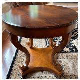 Round Mahogany Side Table by Milling Road / Baker Furniture with Curved Legs