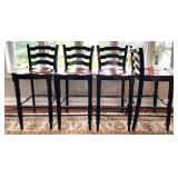 Set of 4 Vintage Wooden Ladder-Back Chairs