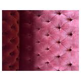 Henredon Red Velvet Tufted Sofa with Assorted Throw Pillows