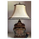 Elegant Bronze Finish Table Lamp with Embellished Shade