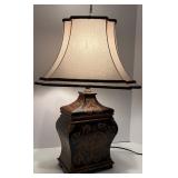 Elegant Bronze Finish Table Lamp with Embellished Shade