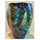 Large Handcrafted Multicolored Art Glass Vase, signed by Seattle Glass Blowing Studio