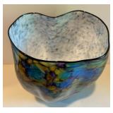 Large Handcrafted Multicolored Art Glass Vase, signed by Seattle Glass Blowing Studio