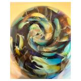 Large Handcrafted Multicolored Art Glass Vase, signed by Seattle Glass Blowing Studio