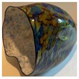 Large Handcrafted Multicolored Art Glass Vase, signed by Seattle Glass Blowing Studio