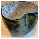 Large Handcrafted Multicolored Art Glass Vase, signed by Seattle Glass Blowing Studio