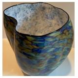 Large Handcrafted Multicolored Art Glass Vase, signed by Seattle Glass Blowing Studio