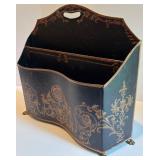 Antique Style Metal Magazine Holder with Ornate Design