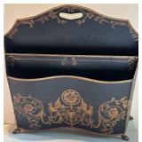 Antique Style Metal Magazine Holder with Ornate Design