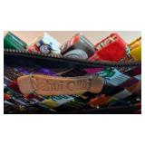 Nahui Ollin Candy Wrapper Tote Bag with Red Handles