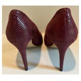 Jimmy Choo Burgundy Snakeskin Pattern Leather High Heels