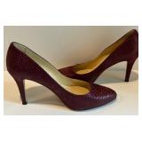 Jimmy Choo Burgundy Snakeskin Pattern Leather High Heels