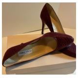 Jimmy Choo Burgundy Snakeskin Pattern Leather High Heels