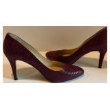 Jimmy Choo Burgundy Snakeskin Pattern Leather High Heels