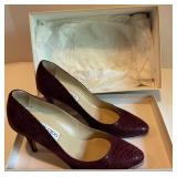 Jimmy Choo Burgundy Snakeskin Pattern Leather High Heels