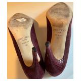 Jimmy Choo Burgundy Snakeskin Pattern Leather High Heels