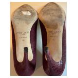 Jimmy Choo Burgundy Snakeskin Pattern Leather High Heels