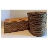 Set of 2 Woven Rattan Storage Baskets