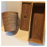 Set of 2 Woven Rattan Storage Baskets