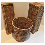 Set of 2 Woven Rattan Storage Baskets
