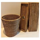 Set of 2 Woven Rattan Storage Baskets
