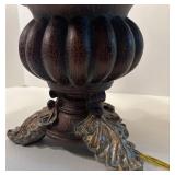 Vintage Style Table Lamp with Brown Textured Base and Fabric Shade