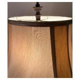 Vintage Style Table Lamp with Brown Textured Base and Fabric Shade