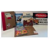 Collection of Notebooks and Decorative Signs