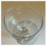 Large Woven Red Serving Tray and Clear Glass Oversized Goblet