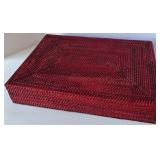 Large Woven Red Serving Tray and Clear Glass Oversized Goblet