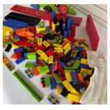Colorful Wooden Block Set with Track Pieces