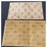Set of 2 Decorative Area Rugs with Floral and Geometric Patterns