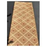 Elegant Beige and Red Geometric Pattern Runner Rug with pad