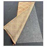 Elegant Beige and Red Geometric Pattern Runner Rug with pad