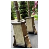 Pair of Vintage Style Wooden Floor Lamps with Shades