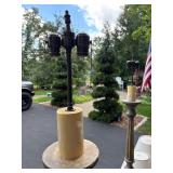 Pair of Vintage Style Wooden Floor Lamps with Shades