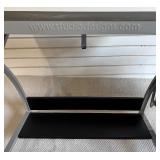 Studio Designs Crafting Table with Adjustable Glass Top and Storage Drawers