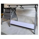 Studio Designs Crafting Table with Adjustable Glass Top and Storage Drawers