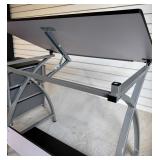 Studio Designs Crafting Table with Adjustable Glass Top and Storage Drawers