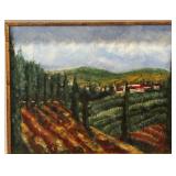 Framed Landscape Painting with Ornate Gold Frame, signed by Artist