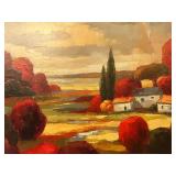 Signed Landscape Painting with Ornate Gold Frame, signed by Artist Manuel