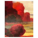 Signed Landscape Painting with Ornate Gold Frame, signed by Artist Manuel