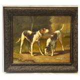 Framed Painting of Hound Dogs by G. Herring