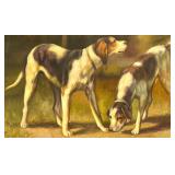 Framed Painting of Hound Dogs by G. Herring