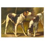 Framed Painting of Hound Dogs by G. Herring
