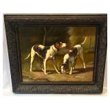 Framed Painting of Hound Dogs by G. Herring